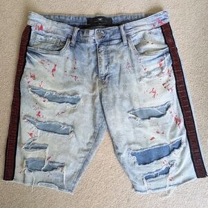 Y2K Jordan Craig Blue and Red Jean Shorts Relaxed Fit Men's 36 Retro